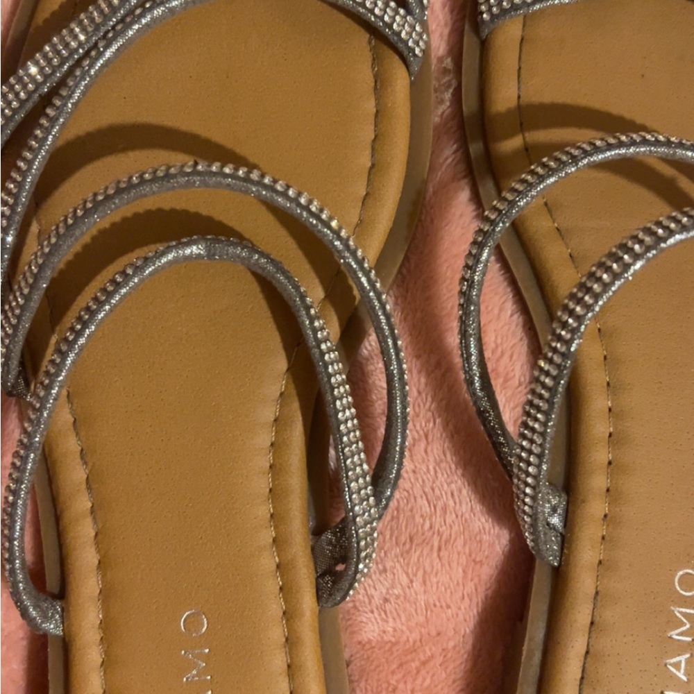 Naked Zebra Silver and Tan Strappy Sandals